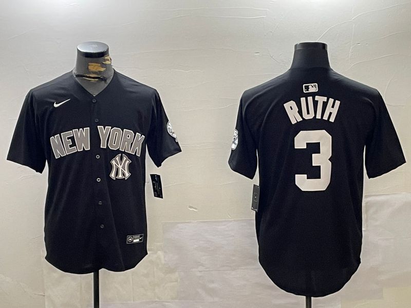 Men New York Yankees #3 Ruth Black Game 2024 Nike MLB Jersey style 12024->new york yankees->MLB Jersey
